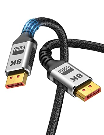 8K DisplayPort Cable 1.4 6.6FT, Snowkids Display Port Cable 144hz,Ultra High Speed 32.4Gbps,DP Cable 8K@60hz, 4K@144Hz，2K@165hz, HDR, HBR3 Display Port Cord for Laptop/PC/TV/Gaming Monitor