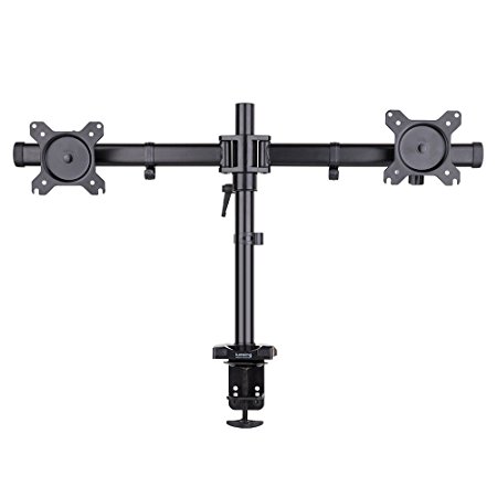 Lumsing Dual Arm LCD LED Monitor Desk Mount Bracket Stand for 15"-27" Screens VESA 75x75mm 100x100mm with C-Clamp / Grommet Base