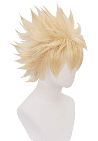 Topcosplay Anime Bakugou Cosplay Wig Short Blonde Afro Spike Wig Halloween Costume Synthetic Wigs