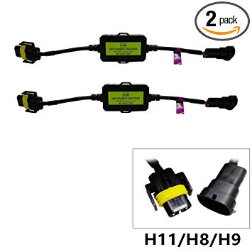 AnyCar Led Headlight Decoder H11 H8 Canbus Resistor Anti-flicker Harness Headlight Bulb Decoder for LED Headlight Warning (H8/H9/H11/H16(JP))