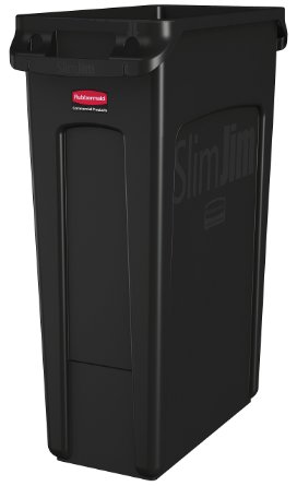 Rubbermaid Commercial Vented Slim Jim Trash Can, 23 Gallon, Black, FG354060BLA