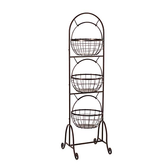 Gourmet Basics by Mikasa Homespun 3-Tier Wire Market Basket, 50-Inch, Antique Black