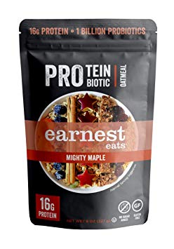Earnest Eats PRO: Protein   Probiotic Superfood Oatmeal, Gluten Free, Mighty Maple, 8oz Bag, 4 Servings, 16g Protein per Serving