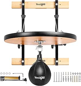 Yes4All 24 Inches Adjustable Speed Bag Platform with Upgraded Speed Balls, Wall Mount Punching Bag Boxing Training Full Kit