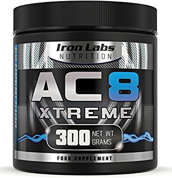 AC8 Xtreme | Blue Raspberry | Pre Workout Supplement | Energy & Muscle | 20-40 Servings | 300 grams