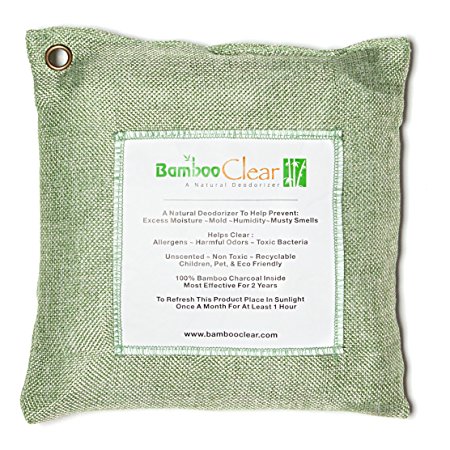 Bamboo Clear: Premium Activated Charcoal Air Purifying Bag - Natural Way to Remove Odors, Bacteria and Allergens - Perfect Purifier for Home and Car Use (500g, Green)