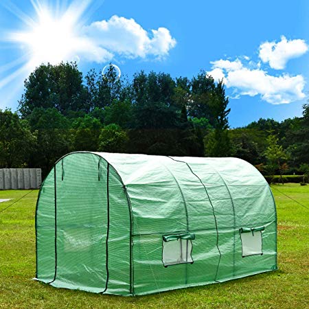 KingSo 10 FT Greenhouse Portable Walk-in Plants Greenhouse for Outdoor/Indoor Gardens, Patios, and Backyards, Greenhouse kit Includes Plastic Cover, Roll-Up Zipper Door