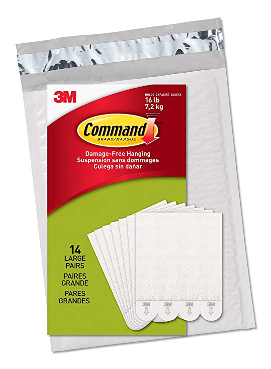 Command Picture Hanging Strips, Large, White, 14-Pairs - Easy to Open Packaging