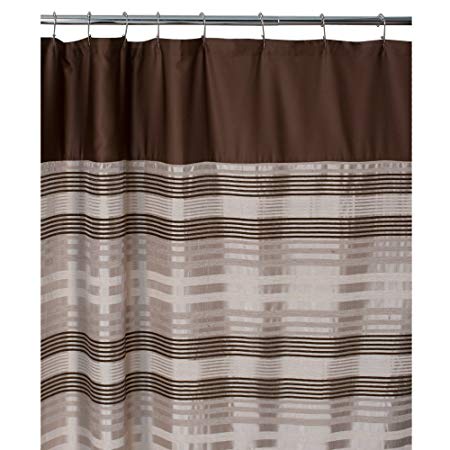 MAYTEX Blake Chenille Striped Fabric Shower Curtain, Brown Multi