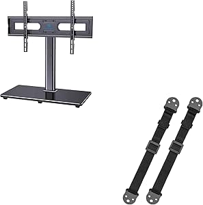 PERLESMITH Swivel Universal TV Stand&TV Anti-tip Straps PSTVS21&PSAS1