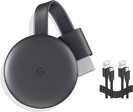 Google Chromecast - Streaming Device with HDMI Cable - Stream Shows, Music, Photos, and Sports from Your Phone to Your TV with Extra Cable- Charcoal