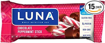 LUNA BAR - Gluten Free Bar - Chocolate Peppermint Stick - (1.69 oz, 15 Count)