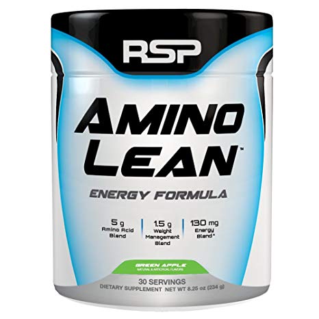 RSP AminoLean - All-in-One Pre Workout, Amino Energy, Weight Management Supplement with Amino Acids, Complete Preworkout Energy & Natural Weight Management for Men & Women, Green Apple, 30