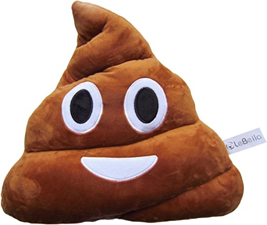 LeBeila Prime Poop Emoji Pillow 32 cm Big Laughing Poo Face Emotion Cushion Open Eyes Stuffed Plush Soft Throw Pillow Toy (1, Brown)