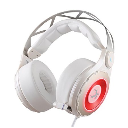 XIBERIA T18 7.1 Virtual Surround Sound Over-Ear Gaming Headset with Retractable Microphone for PC,PS4 (White)