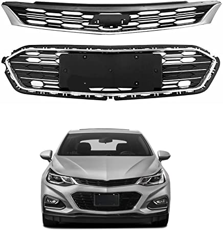 munirater Front Hood Bumper Upper Grill Middle Lower Grille Cover Replacement for 2016 2017 2018 Chevrolet Cruze