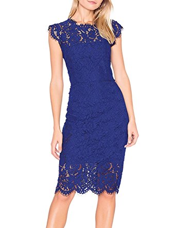 MEROKEETY Women's Sleeveless Lace Floral Elegant Cocktail Dress Crew Neck Knee Length For Party