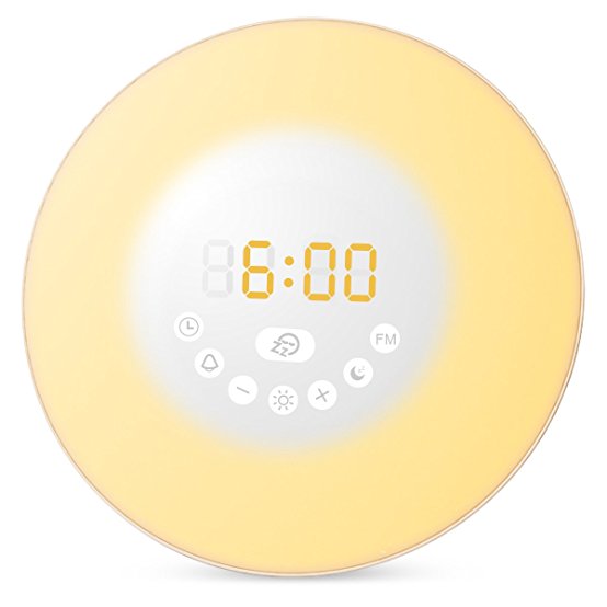 ORIA Wake Up Light, Sunrise Simulation Alarm Clock, Upgrade Version with Sunset & Snooze Function, Night Light with 7 Natural Music and FM Radio, for Home, Babyroom, Nursery, Basement