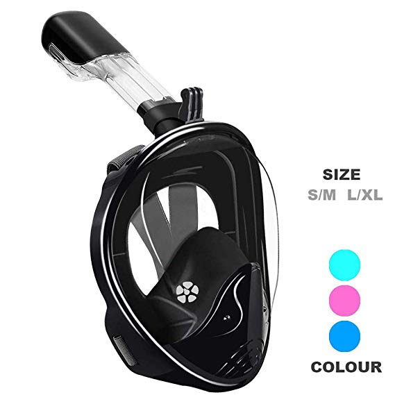 Full Face Snorkel Mask - 180° Panoramic View Snorkel Gear,Comfort and Superior Optics in A Snorkeling Mask. for Adult and Kids Snorkel Set