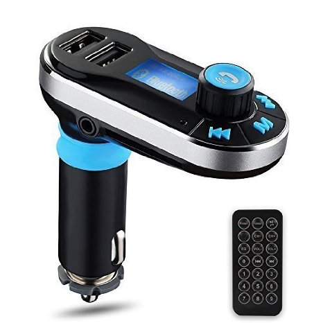 Best Wireless Multifunctional Bluetooth Handsfree Car KitAdapter FM TransmitterCallingMP3 Player Dual USB Ports for Cellphones PowerBattery charge