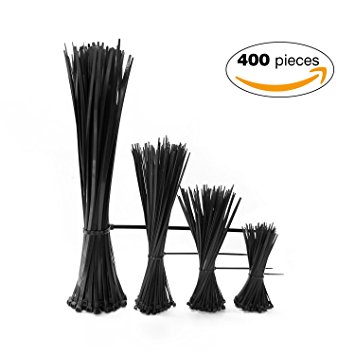 Cable Zip Ties 4" 6" 8" 12" Self Locking Nylon Cable Wire Tie Black for Home Office Garden Garage, workshop