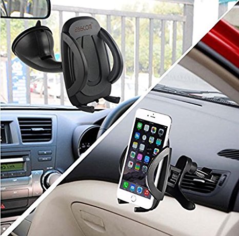 Cell Phone Car Mount Holder,Asscom™ Air Vent Universal Car Mount Holder / Cradle - Compatible with All Smartphones, including iPhone6/6plus/5s/5c/4s - Samsung Galaxy S3, S4, S5 - Galaxy Note 2,3,4,5 - LG, G2 - Motorola Moto X Droid HTC One, Nexus,P/N:231 red com (231black com)