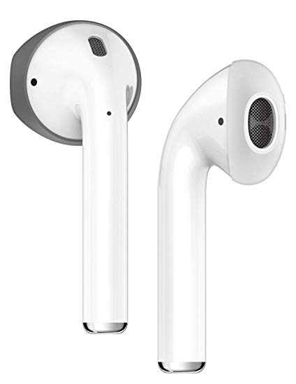 elago AirPods Secure Fit Cover [Dark Grey   White] - [Fit in The case][Fit Like a Glove][2 Pairs Included][Tips Only][Must Watch Installation Video] - for Apple AirPods