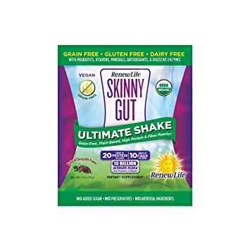 Renew Life Skinny Gut Ultimate Shake Single Serving Packets, Chocolate, 7 Count, NET WT. 10.1 oz