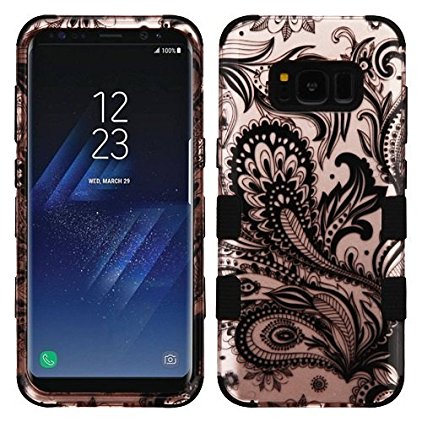 MyBat Cell Phone Case for SAMSUNG Galaxy S8 - Phoenix Flower (2D Rose Gold)/Black