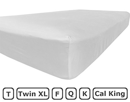 Percale 400 Thread Count 100% Egyptian Cotton Deep Pocket Luxury Crisp Fitted Sheet - White, Twin XL