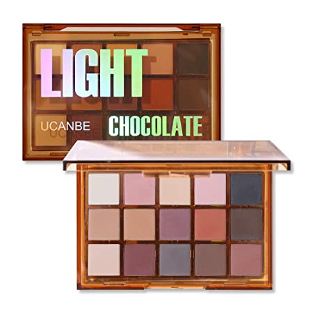 UCANBE Colorful 15 Shades Eyeshadow Makeup Palette,Shimmer Matte Metallic High Pigmented Neutral Bold Waterproof Eyes Shadow, Creamy Blendable Make Up Pallet Set (Light Chocolate)