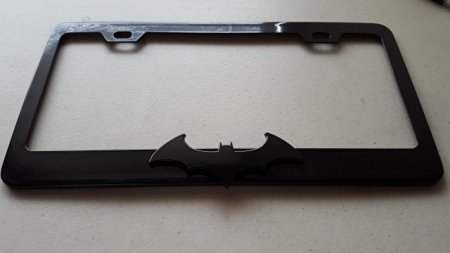 Batman Black 3D on Black Metal License Frame with matching color screw caps