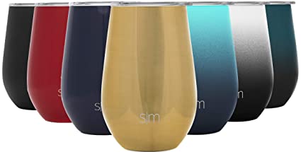 Simple Modern WN-12-GCR Spirit 12oz Wine Tumbler Glass with Lid-Vacuum Coffee Mug Stemless Cup 18/8 Stainless Steel, Gold Chrome