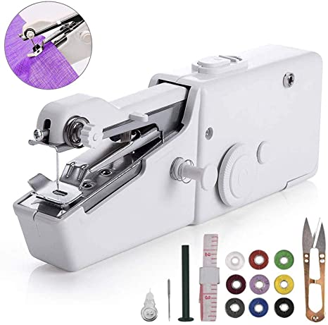 Handheld Sewing Machine, Arespark Mini Sewing Machine, Portable Sewing Machine with Sewing Machine Needles for Beginners (Battery Not Include) (White)