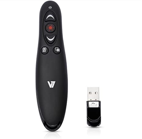 V7 WP1000-24G-19NB Professional Wireless Presenter with Laser Pointer and microSD Card Reader,red