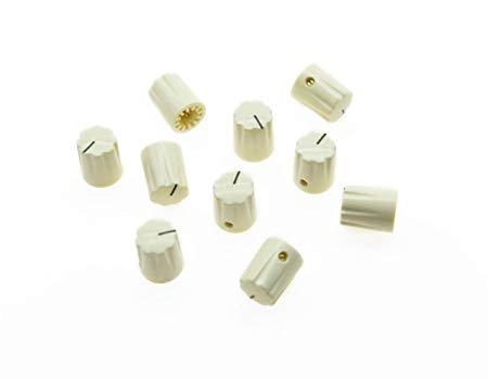 KAISH 10pcs Aged White Guitar Scalloped Edge Amplifier Knob Cylinder Effect Pedal Knobs