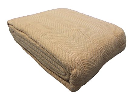 Cozy Bed - Egyptian Cotton Herringbone Weave Blanket, Twin, Camel
