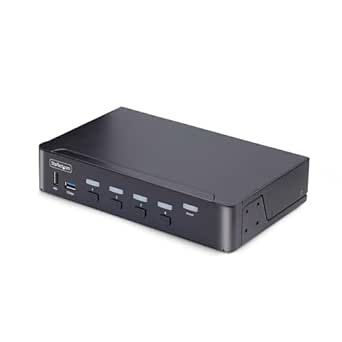 StarTech.com 4-Port DisplayPort KVM Switch, 8K 60Hz / 4K 144Hz, Single Display, DP 1.4, 2X USB 3.0 Ports, 4X USB 2.0 HID Ports, Push-Button & Hotkey Switching, TAA Compliant (D86A2-4-PORT-8K-KVM)