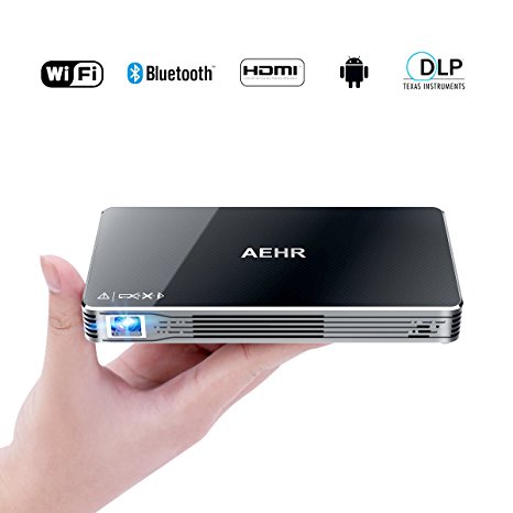 Mini Projector Portable Pico Video Projector for iPhone and Andriod phone,HD Home Theater Movie Family Cinema,Support Wifi/HDMI/Bluetooth/USB/TF card/Audio Cable by AEHR