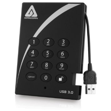 Apricorn Aegis Padlock 1 TB USB 30 256-bit AES XTS Hardware Encrypted Portable External Hard Drive A25-3PL256-1000