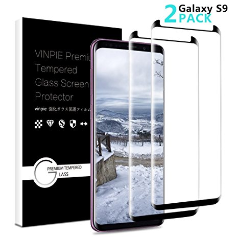 Samsung Galaxy S9 Glass Screen Protector, Juzihao [Full Coverage] [Premium Tempered Glass] [Scratch Resistant] [HD Clear 3D] [Anti-Bubble Screen Film ] for Samsung Galaxy S9( 2 Pack )