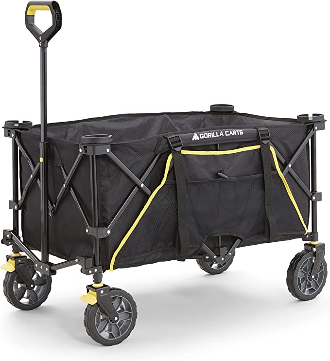 Gorilla Carts Utility Wagon with Oversized Bed, Black