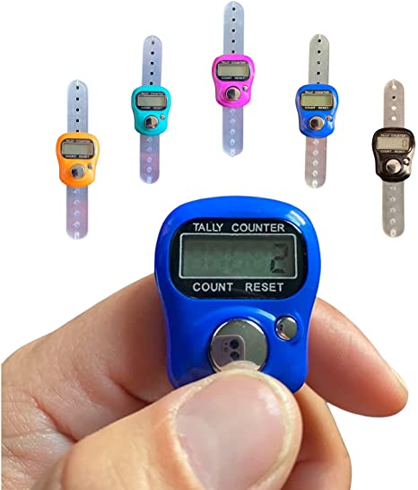 Superstar Finger Counter Clicker, 5 Pack Resettable Hand Tally Counter, 5 Digit Electronic Digital Counter for Sport, Score, Inventory and Other Event