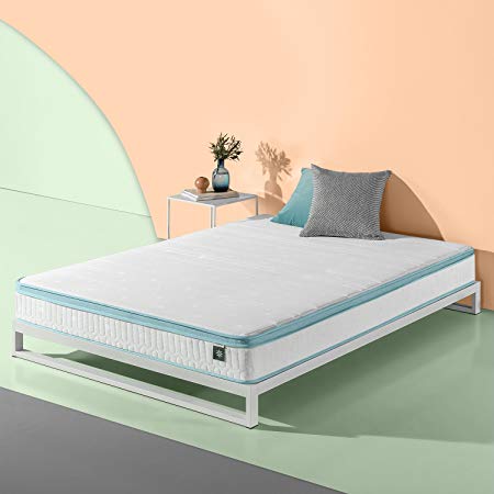 Zinus 8 Inch Mint Green Memory Foam Hybrid Spring Mattress, Twin