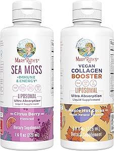 MaryRuth's Sea Moss Liposomal (Citrus Berry) & Collagen Booster Liposomal (Maple Hot Cocoa) | Clean Label Project Verified® | Vitamins for Energy, Immunity, and Overall Wellness | Vegan, Non-GMO