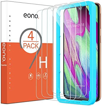 EONO by Amazon - [4 Pack] Screen Protectors for Samsung Galaxy A40, Tempered Glass Film with [Alignment Frame][Anti-Scratch][ No Bubbles][Case Friendly][Easy Installation]