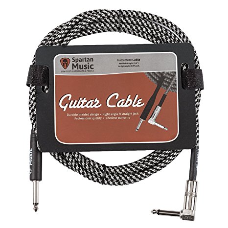 3 Meter Braided Right Angled Jack Guitar Cable Lead