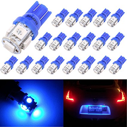 ENDPAGE 20x 194 168 2825 W5W T10 5-SMD Blue LED Light Bulbs Replacement for Interior Dome Map Dashboard Lights Trunk Lamp and Exterior License Plate Side Marker Parking Lights Fit RV Camper Van Truck