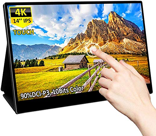 4K Portable Touch Monitor for Laptop,Eleduino 14 Inch IPS UHD Display,500Nit 10bit 1 Billion+ Colors, 90% DCI-P3,HDR 400,1xHdmi, 2xUSB Type-C Ports Widescreen Backlit LCD Mobile Display