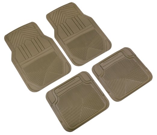 Highland 4447800 Weather Fortress Tan Premium Synthetic All Weather Floor Mat - 4 Piece